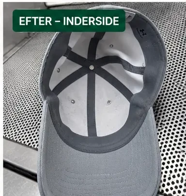 Indersiden af den grå kasket efter behandling